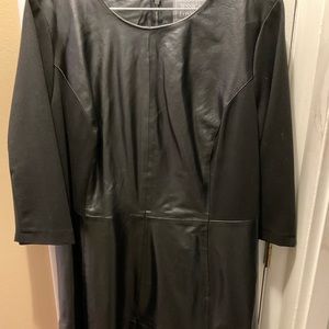 Real leather and Pointe knit dress